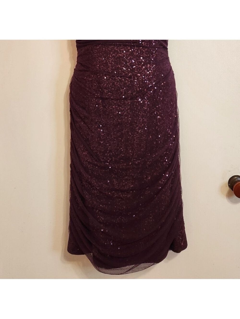 Lauren Ralph Lauren Dress Off Shoulder Plum Size 10 - Picture 5 of 12